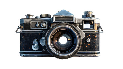 Vintage Camera with Scratches and Dings, Old Camera, Retro Camera, Classic Camera, Black Background, Photography Equipment, 3D Render, Isolated Camera, Film Camera, Camera Lens, Vintage Photography,