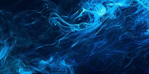 Fototapeta premium Hazy indigo fumes on dark backdrop in the shape of fragrant tendrils.