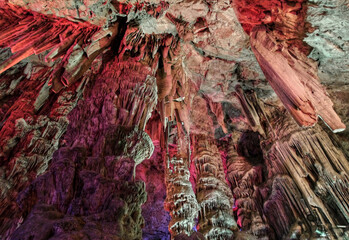 Stalactites in a cave in Gibraltar. A fascinating work of nature