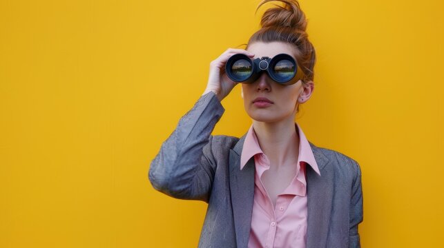 The woman with binoculars