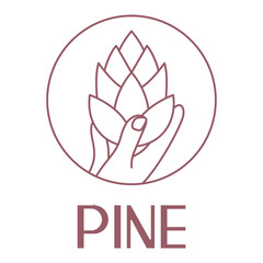 hand holding pine minimalist logo design