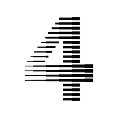 Number 4 with Abstract Line Pattern Isolated On White Background