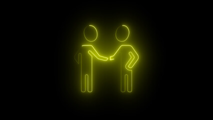 Neon Agreement Icon, Handshake Symbol in Neon, Glowing Business Deal, Futuristic Partnership Sign, Modern Collaboration Icon, Luminous Neon Handshake