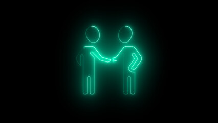 Neon Agreement Icon, Handshake Symbol in Neon, Glowing Business Deal, Futuristic Partnership Sign, Modern Collaboration Icon, Luminous Neon Handshake