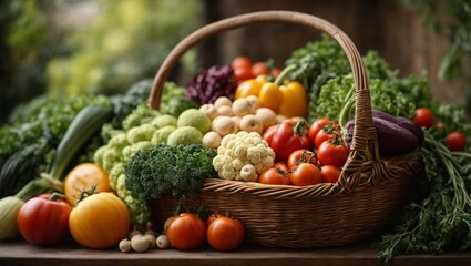 Vibrant Harvest Basket: Fresh Organic Vegetables for Healthy Living