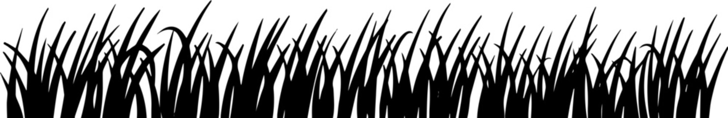 Natural grass plant border silhouette vector