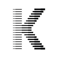Letter K Logo with Abstract Line Pattern Isolated On White Background