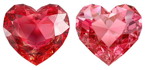pink heart crystal isolated on transparent background