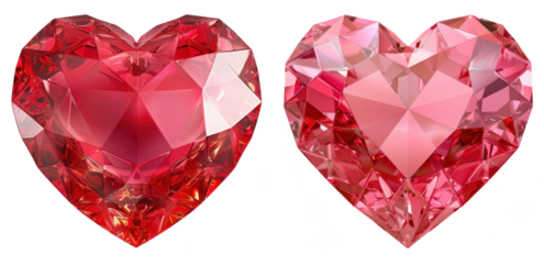pink heart crystal isolated on transparent background