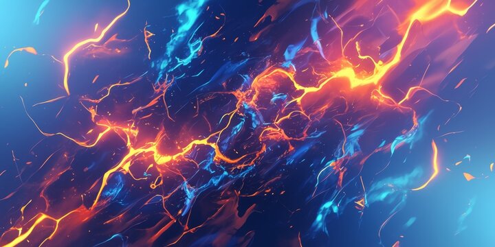 Electrifying Abstract: Vibrant 3D Lightning Strike Render. Dynamic Natural Phenomenon for Creative Marketing and Advertising. Luminous UI, Web, and Poster Background Design. Striking 4K High-Definitio