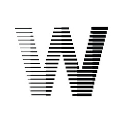 Letter W Logo with Abstract Line Pattern Isolated On White Background