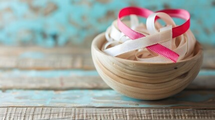 HIVAIDS awareness ribbon intertwined with a heart, symbolic design, supportive healthcare message