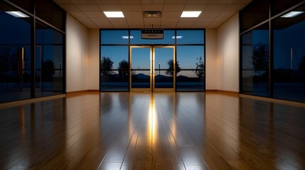 A once-thriving business now closed, with 'Bankruptcy' signs on the door, and an empty, darkened interior, representing the end of an era