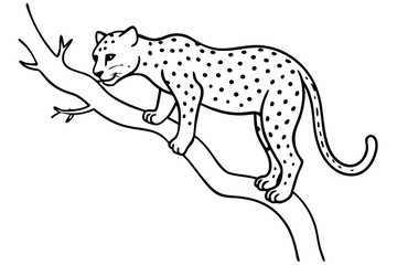 Leopard Climbing Vector Illustration - Skilled Leopard in Tree SVG, Cricut Cut Files, Wildlife Clipart for Silhouette, Vector Logo & T-Shirt Graphics