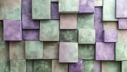 Purple and green textured blocks.