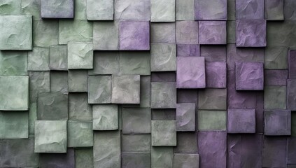 Textured square wall in green and purple.