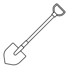Shovel line art vector illustration
