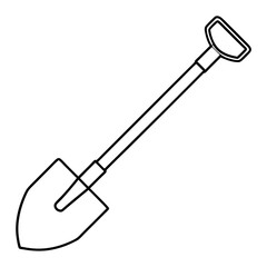 Shovel line art vector illustration