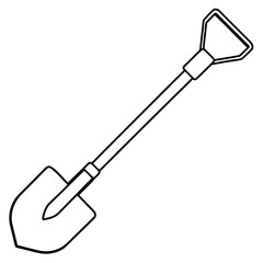 Shovel line art vector illustration