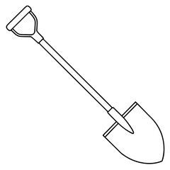 Shovel line art vector illustration