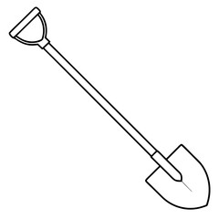 Shovel line art vector illustration