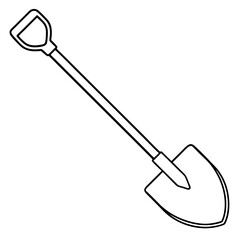 Shovel line art vector illustration