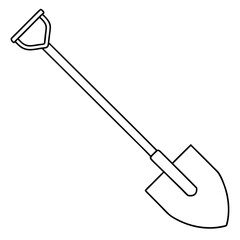 Shovel line art vector illustration