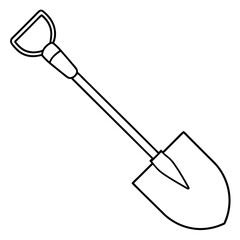Shovel line art vector illustration