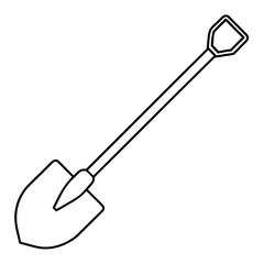 Shovel line art vector illustration