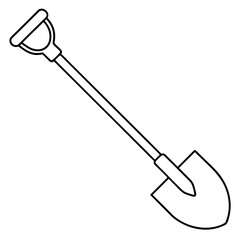 Shovel line art vector illustration