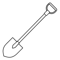 Shovel line art vector illustration