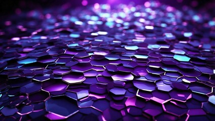 Fototapeta premium Glowing Purple Neon Hexagonal Patterned Background. 