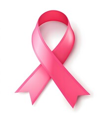 pink ribbon for cancer awareness, isolated on a white background