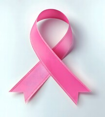 pink ribbon for cancer awareness, isolated on a white background