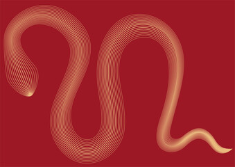 Snake composed of golden lines, zodiac year of the snake