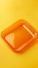 Creative Abstract Yellow Background with Empty Plastic or Paper Tray Model: Versatile Product Display Mockup for Marketing. Minimalist UI Web Poster Design Showcasing Blank Canvas for Merchandise Pres