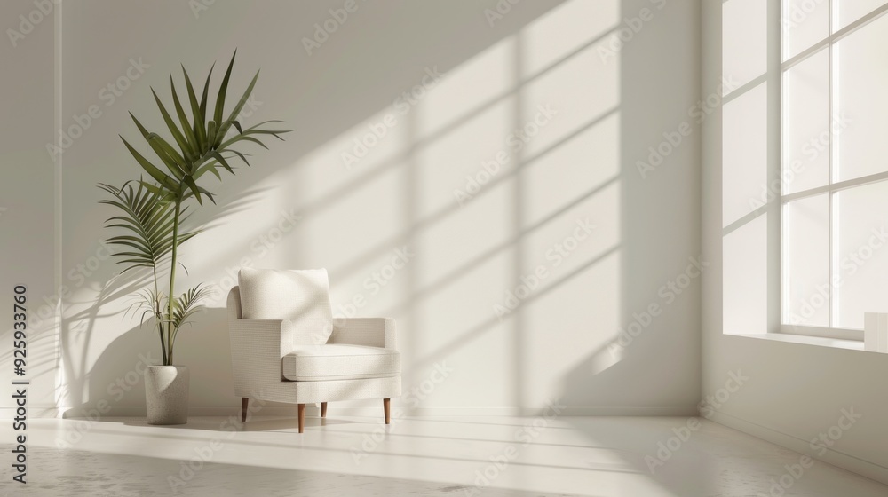 Aufkleber sunlight streams through large windows, creating a warm atmosphere in a modern living area with a co