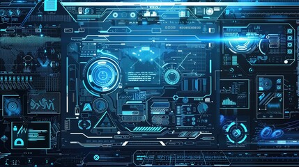 Fototapeta premium Circuit Board Technology Background. Blue Abstract Data Transfer Design Illustration.