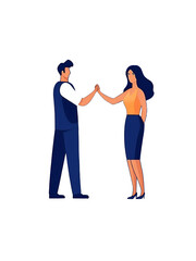 a male and female factory worker high-fiving, successfully doing work, with transparent background