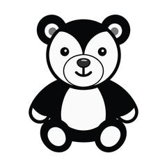 Kids Toy Clipart, A Baby Teddy Bear Toy Illustration in black and white