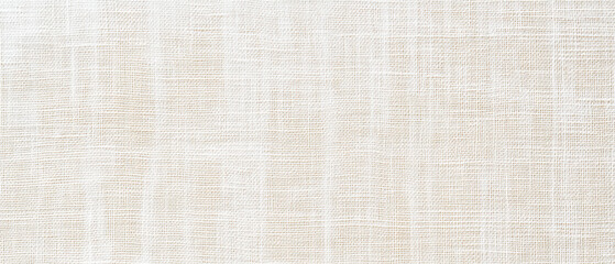 Close-up view of the off-white fabric texture. The material is woven textile, linen or cotton, with a distinct cross-hatch pattern visible throughout the surface. Generative AI linen texture backdrop