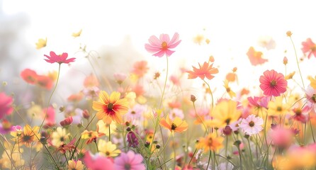 Obraz premium A field of flowers with a colorful background 