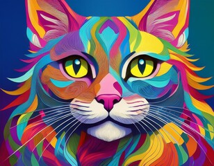 Obraz premium Cat portrait illustration. Generative Image