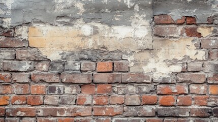 A close-up of a vintage brick wall with chipped and faded bricks, creating an urban, gritty texture