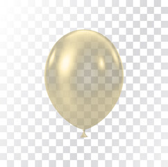 Transparent yellow gold balloon isolated on white background.