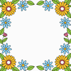 Flower borders in the four corners art vector illustration
