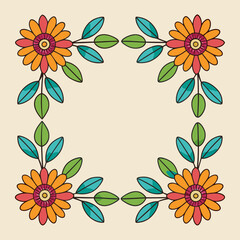 Flower borders in the four corners art vector illustration