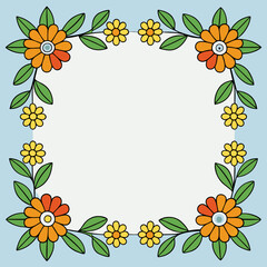 Flower borders in the four corners art vector illustration