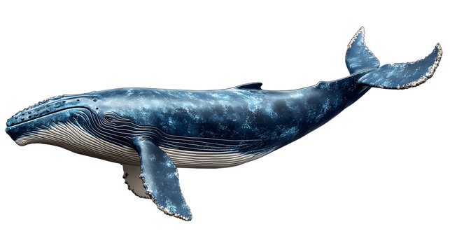 side view of big blue whale isolated on transparent background ,whale png ,