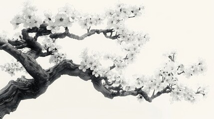 Sumi-e ink painting capturing the serene beauty of a traditional Japanese